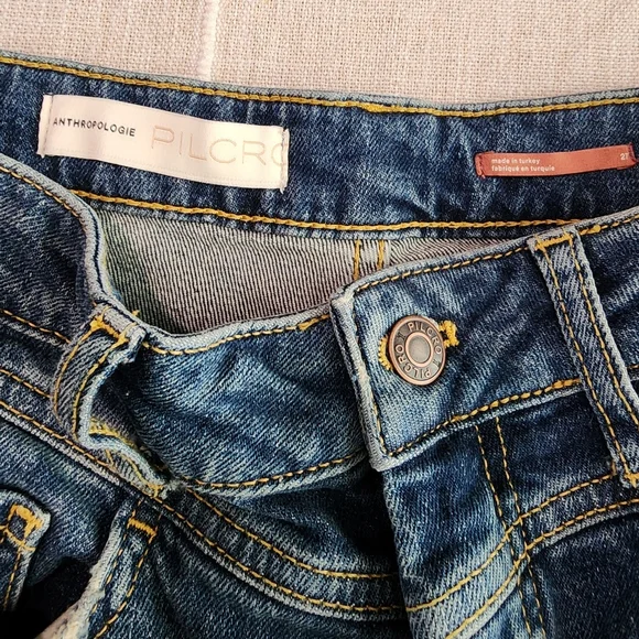 Pilcro Anthropologie Distressed Straight Jeans Women’s 27x26 Blue Denim - Picture 2 of 9